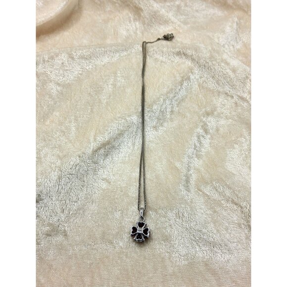 vintage .925 sterling silver pendant red cut chrystals necklace - Picture 11 of 14